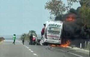 Autobús de pasajeros choca y se quema en Angostura, Sinaloa; hay cuatro muertos