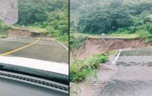 Colapsa tramo de la carretera México-Acapulco tras paso del huracán John (Video)