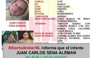 Autoridades localizan con vida e ileso a bebé de dos meses que fue secuestrado en Nuevo León