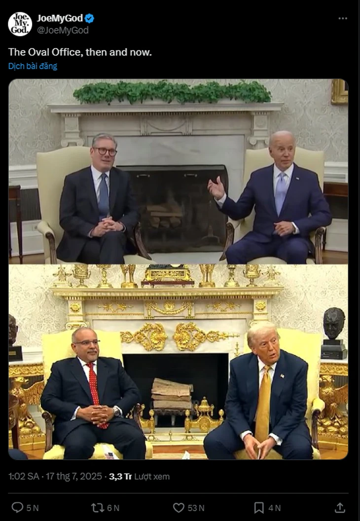 Phòng Bầu Dục thời ông Trump được dát vàng lộng lẫy