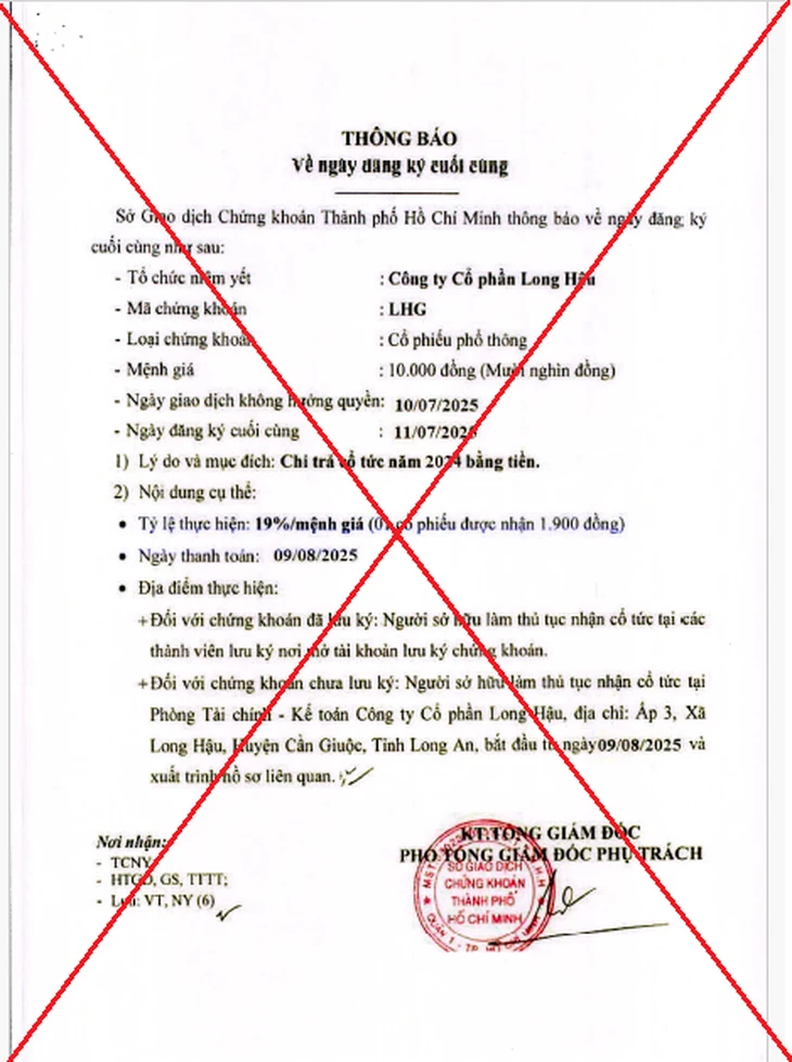 Văn bản chi cổ tức bị làm giả, HoSE ra cảnh báo về tài khoản 'Người Hải Phòng'