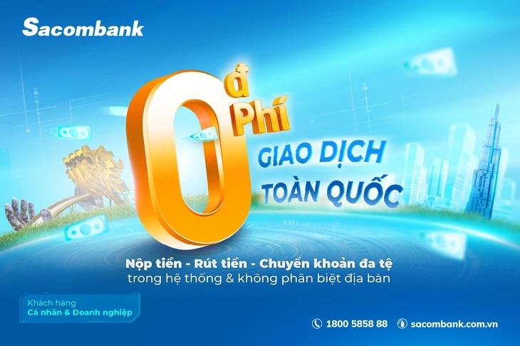 Sacombank miễn phí giao dịch trong hệ thống, đẩy mạnh số hóa