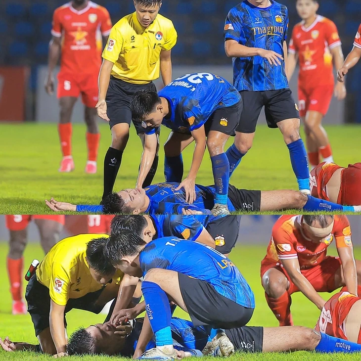 Tuyển thủ Việt Nam suýt cắn lưỡi trên sân Hà Tĩnh