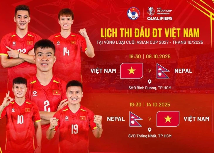 Chốt lịch thi đấu tháng 10 của tuyển Việt Nam tại vòng loại Asian Cup 2027