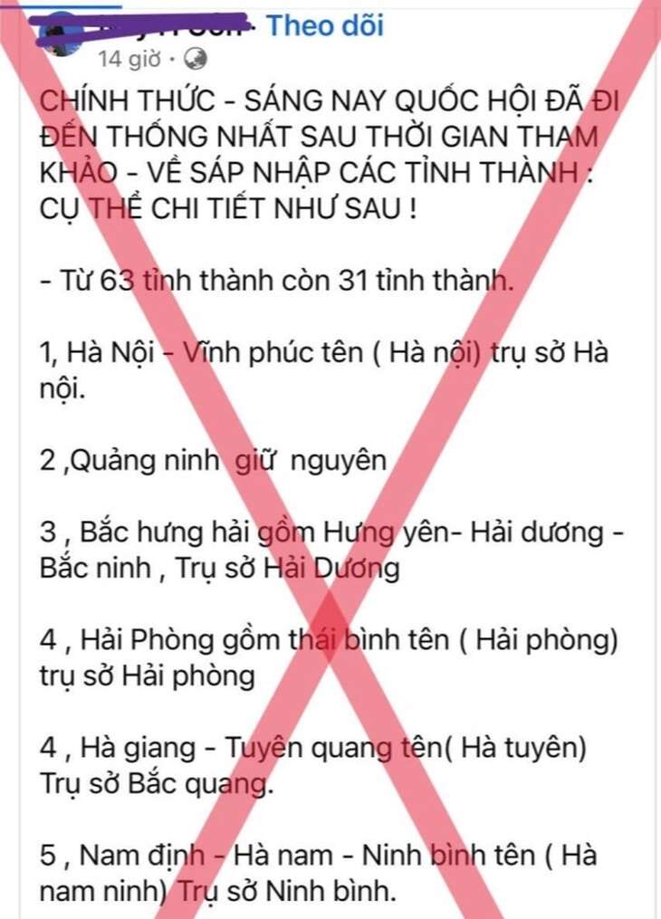 Công an TP.HCM: Thông tin ‘sáp nhập 63 tỉnh thành 31 tỉnh’ là sai sự thật, gây hoang mang