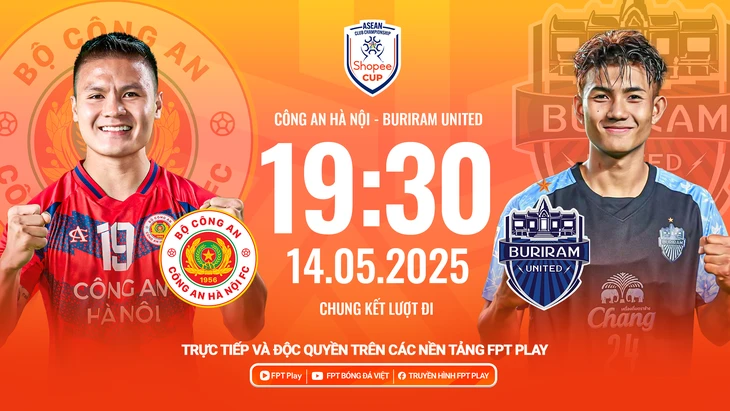 Lịch trực tiếp chung kết lượt đi Shopee Cup: Công An Hà Nội đấu Buriram