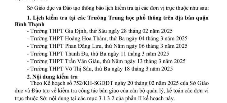 TP.HCM kiểm tra công tác thu chi, quản lý nhân sự nhiều trường công lập