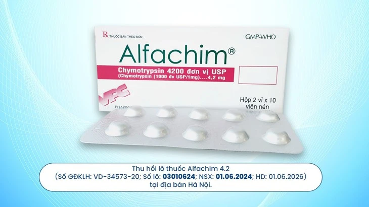 Dược Cửu Long thông báo thu hồi sản phẩm Alfachim 4.2 số lô 03010624 tại Hà Nội