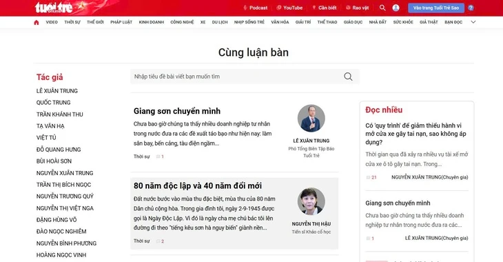 Tuổi Trẻ Online ra mắt chuyên trang 'Cùng luận bàn'