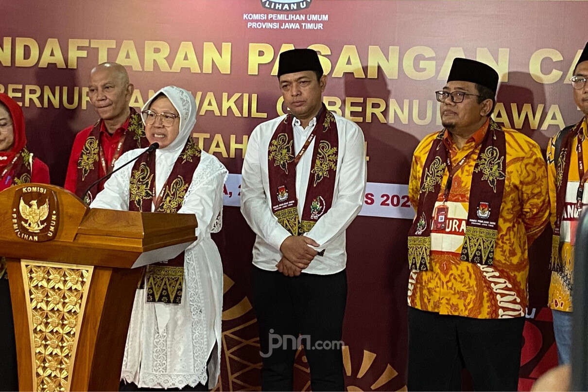 Diusung 2 Parpol, Risma-Gus Hans Resmi Daftar Pilgub Jatim 2024