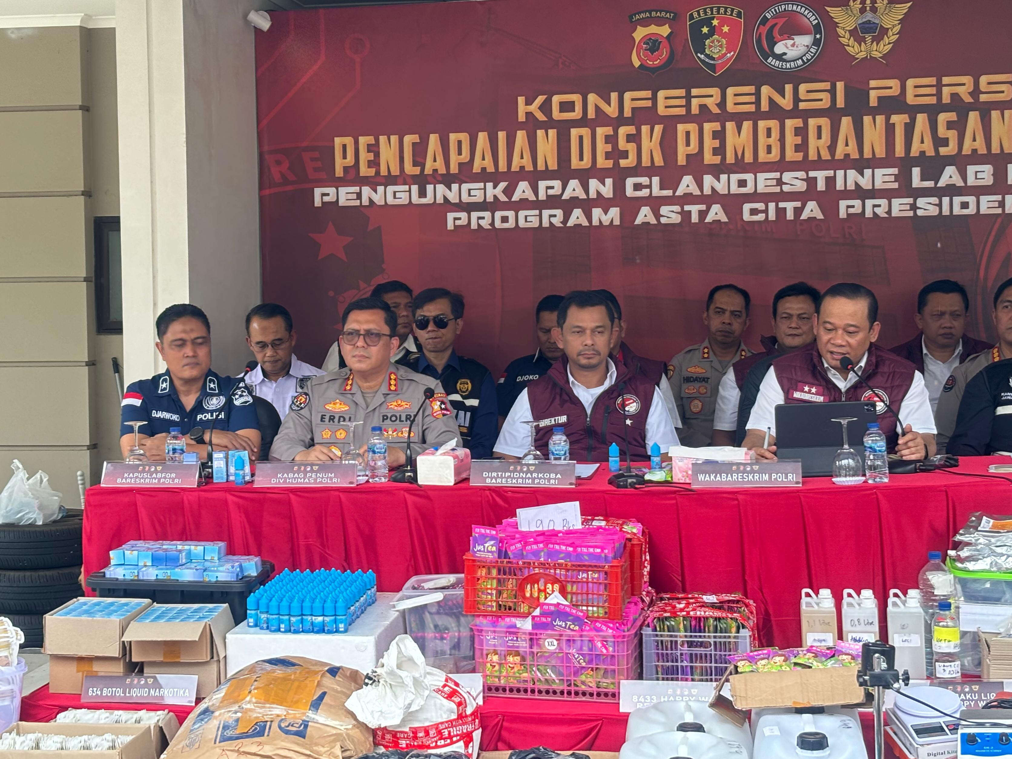 Bareskrim Polri Bongkar Pabrik Pembuatan Narkoba Jaringan Malaysia di Bandung