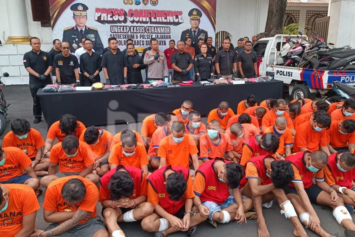 Polrestabes Surabaya Ringkus 47 Tersangka Curanmor Periode Juli-Agustus 2025