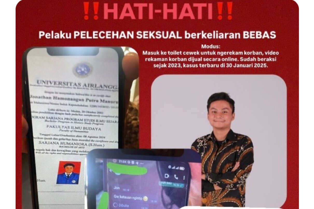 Viral Alumnus Unair Diduga Rekam Perempuan di Toilet Umum Mal