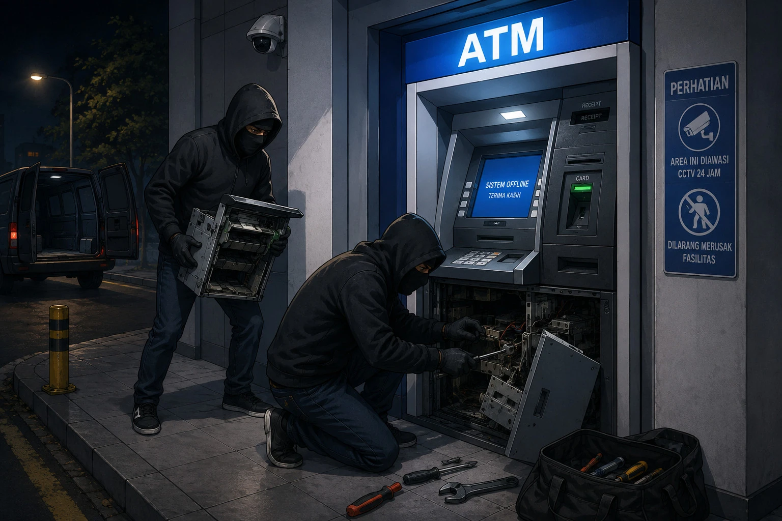 Petugas Keamanan Gagalkan Aksi Pembobolan Mesin ATM di Tapos Depok