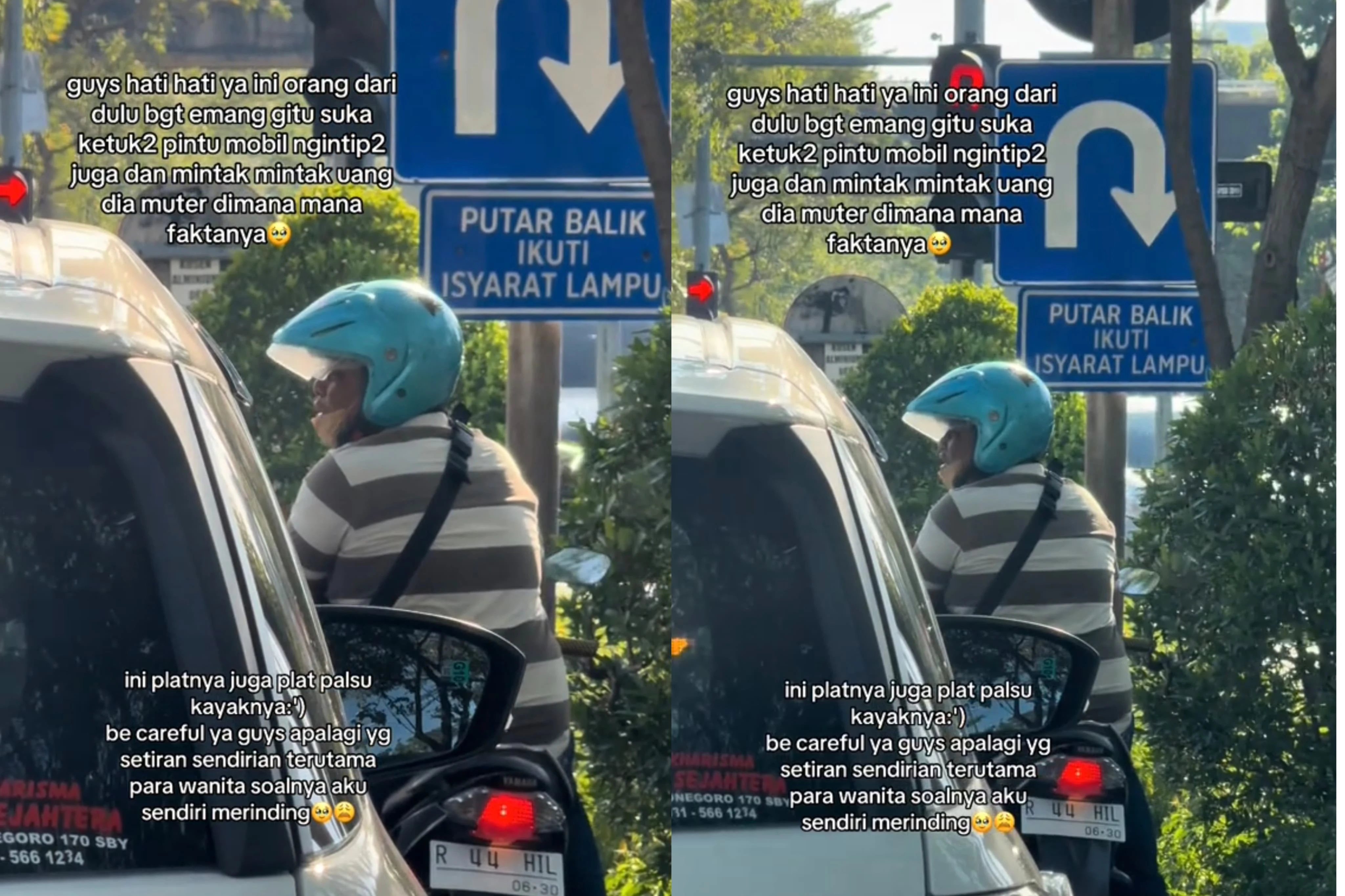 Viral Pemotor di Surabaya Ketuk Kaca Mobil Minta-Minta Uang, Meresahkan