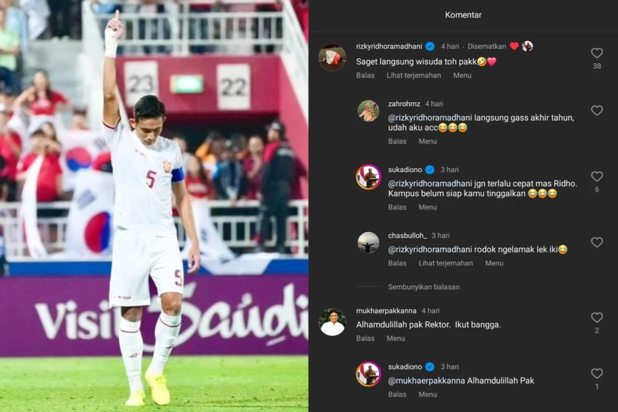 Momen Lucu Rizky Ridho Komentari IG Rektor Kampusnya: Saget Langsung Wisuda Pak?