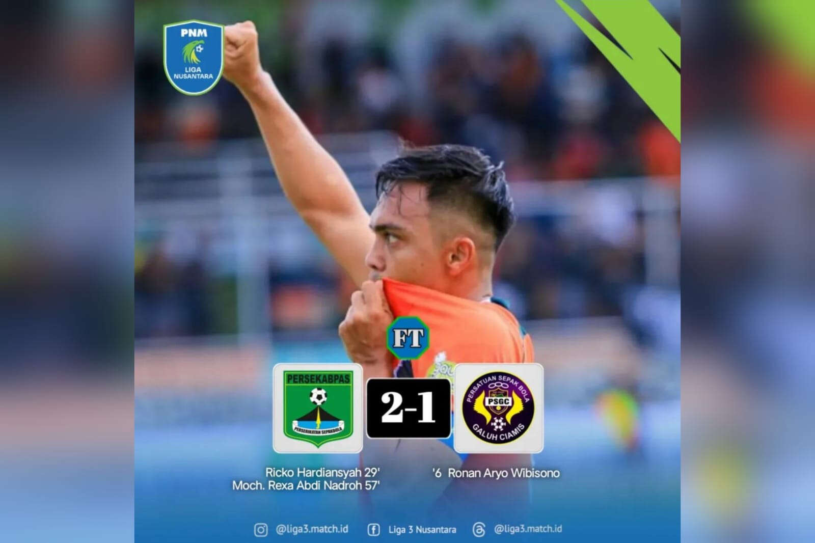 Persekabpas Tumbangkan PSGC 2-1, Menang Lewat Gol Epic Comeback