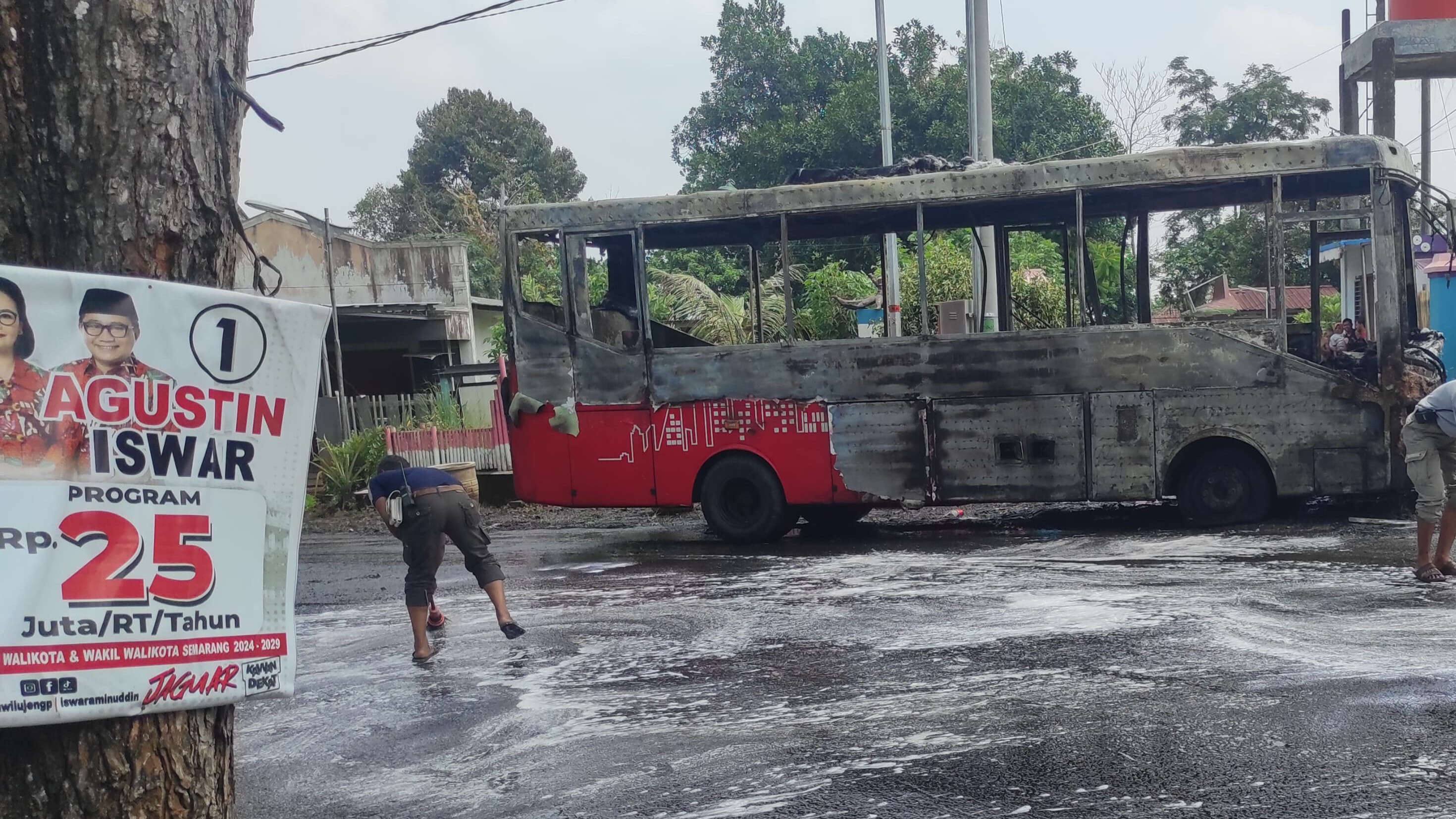 Kondisi Terkini Bus Trans Semarang Ludes Terbakar di Jalan Manyaran-Gunungpati