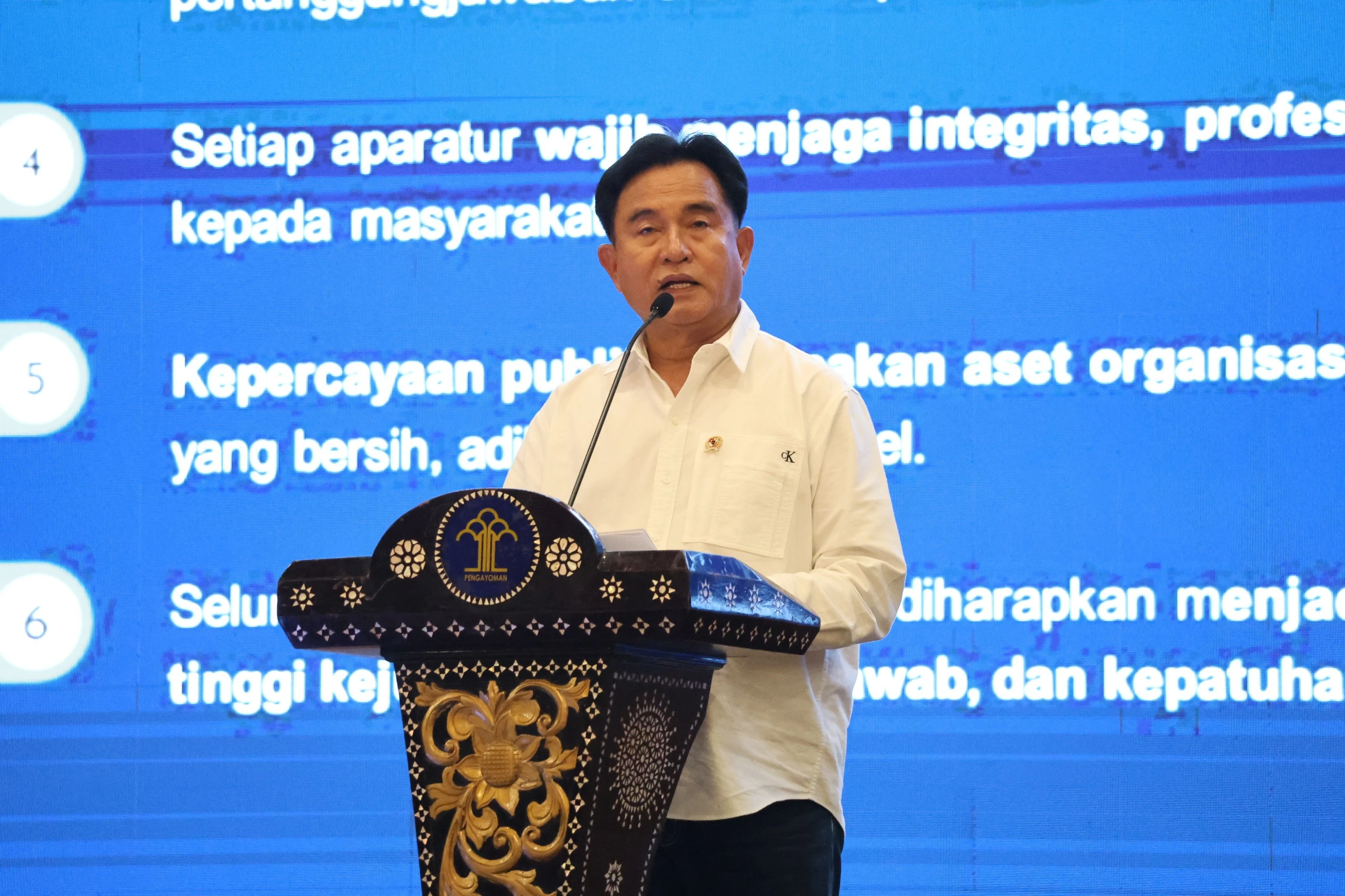 Satukan Barisan, Menko Yusril Sentil Integritas & Minta Berantas Percaloan
