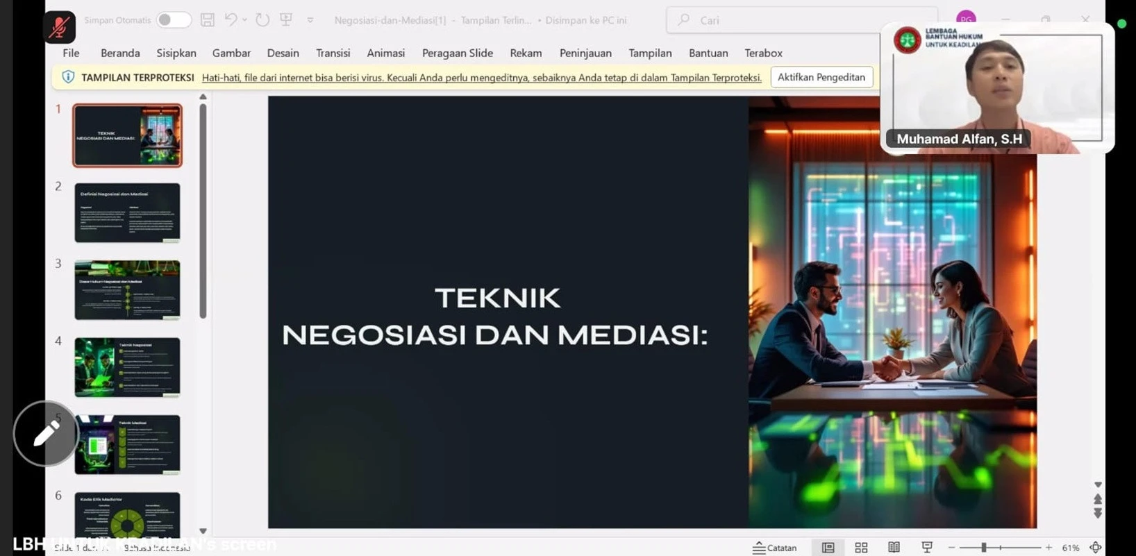 65 Anggota Kadarkum Belajar Teknik Negosiasi, Mediasi & Pendampingan
