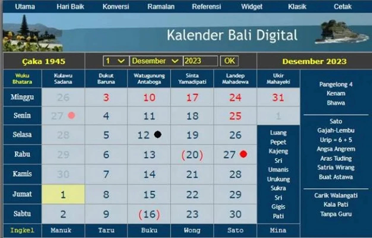 Kalender Bali Sabtu 16 Desember 2023: Baik Menggelar Segala Jenis Upacara & Memulai Usaha