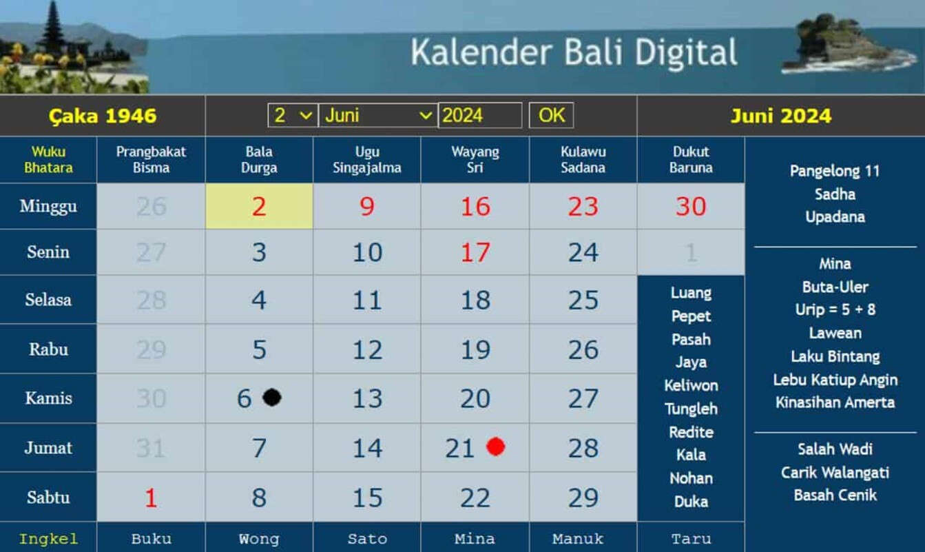 Kalender Bali Jumat 21 Juni 2024: Hari Baik Membuka Lahan Pertanian & Berdana Punia