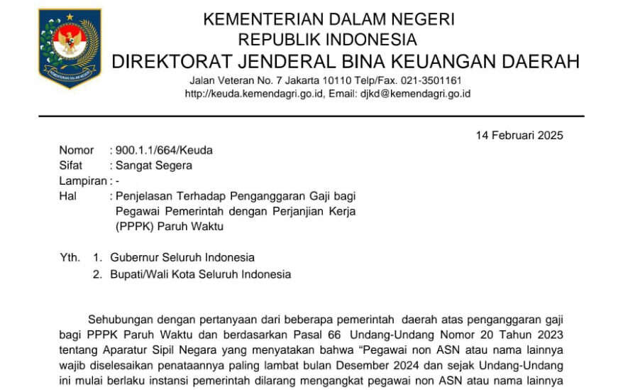 Isi Surat Kemendagri yang Bikin Lega Honorer Tak Lolos Formasi PPPK 2024