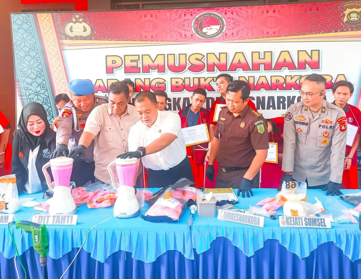 Polda Sumsel Musnahkan 4,5 Kg Sabu-Sabu dan 23.573 Butir Ekstasi