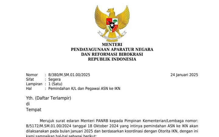 Surat MenPAN-RB Terbaru soal Pemindahan ke IKN Terbit, ASN Senang atau Sedih?