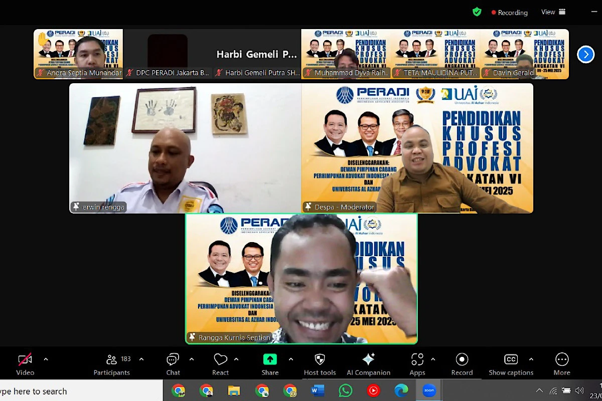 Peserta PKPA Peradi Jakbar Diminta Profesional Ketika Memberikan Bantuan Hukum