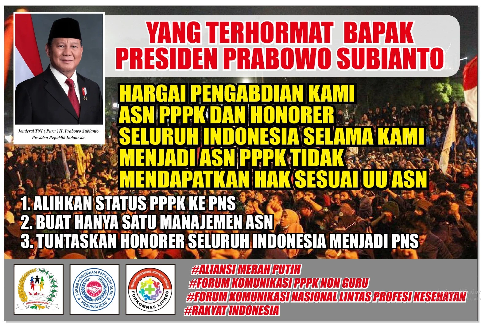 Gelombang Tuntutan PPPK Dialihkan ke PNS Menguat, Menyurati Presiden, Menyebar Spanduk