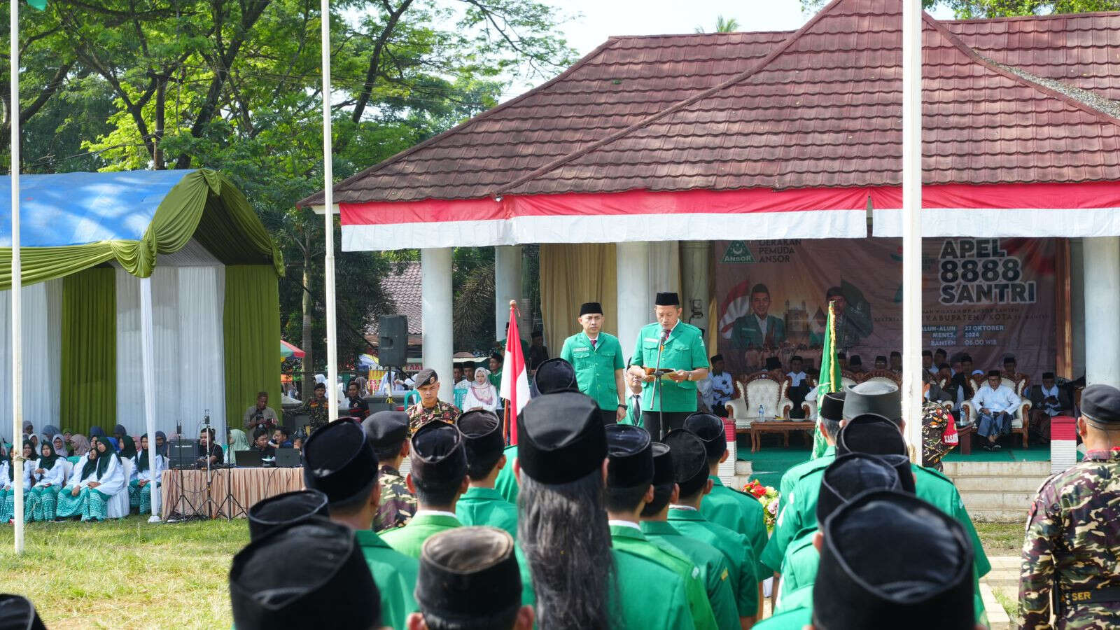 Hari Santri 2024, GP Ansor Gelar Apel Pasukan Bertabur Angka 8