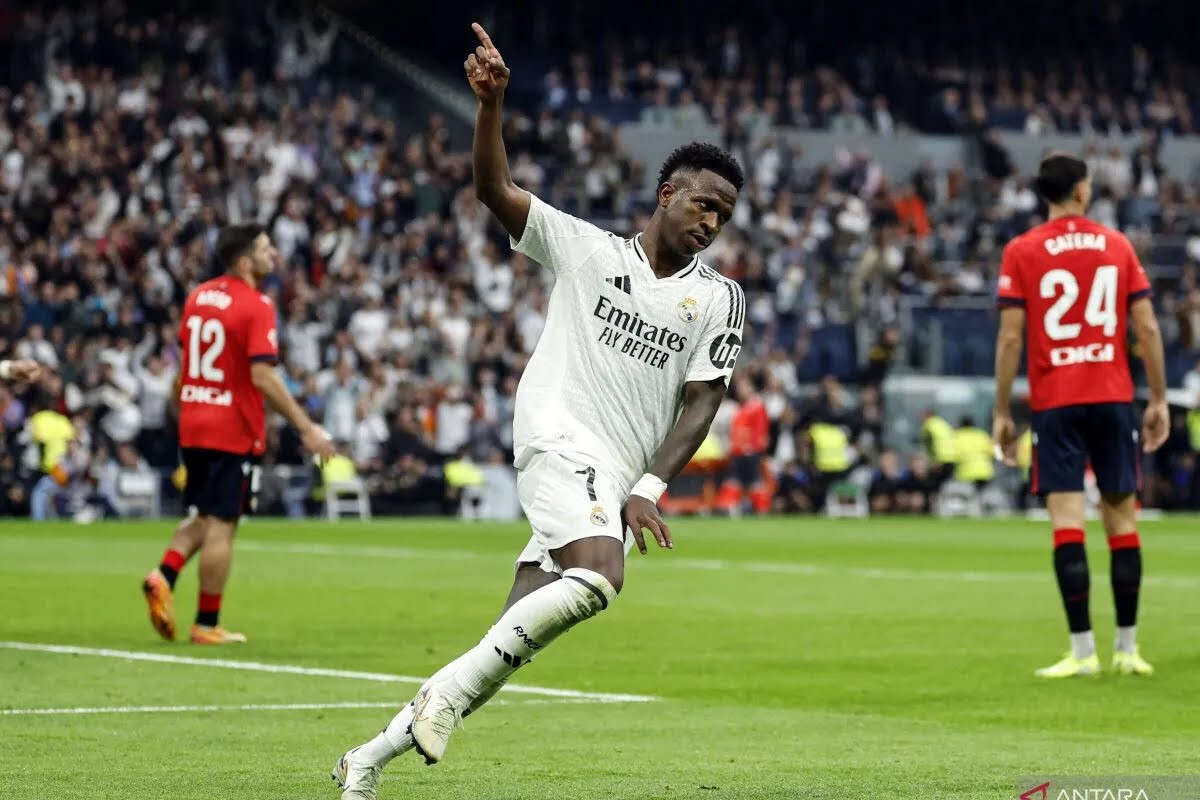 Real Madrid Menang 4-0 Atas Osasuna, Vinicius Junior Cetak Hattrick