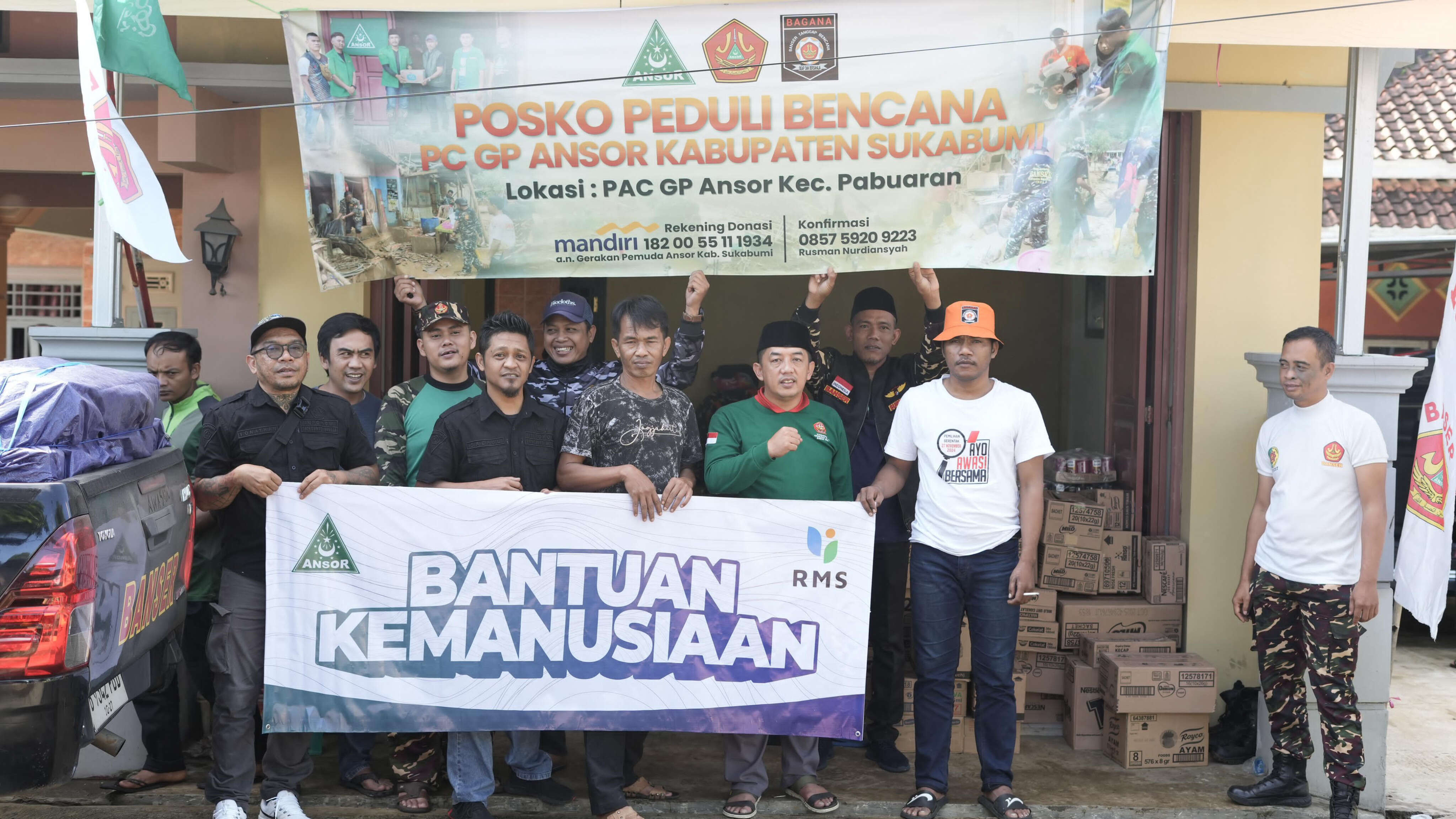 Bantuan Kemanusiaan RMS-Ansor Didistribusikan ke Sukabumi