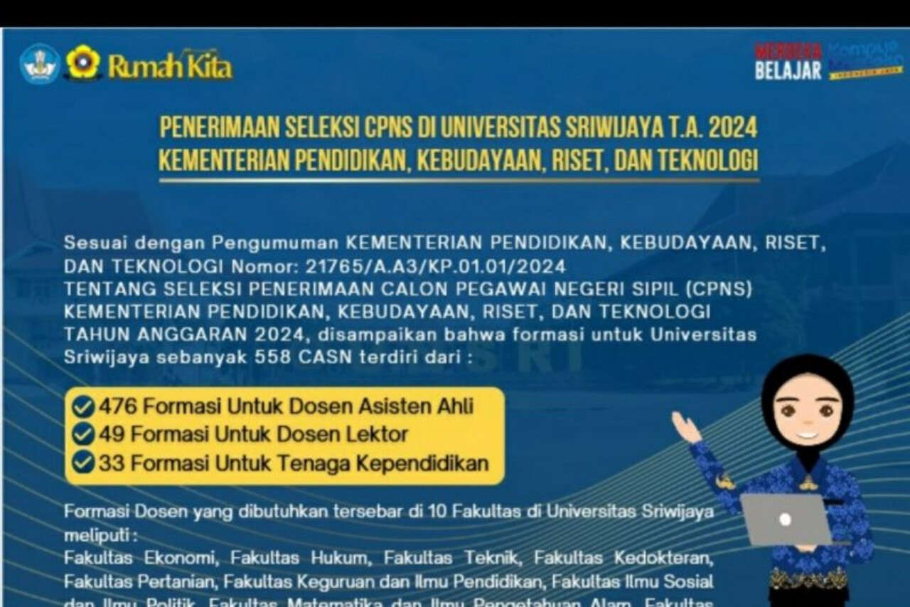 Unsri Buka 558 Formasi CPNS 2024, Taufiq Marwa Beri Saran untuk Calon Pelamar