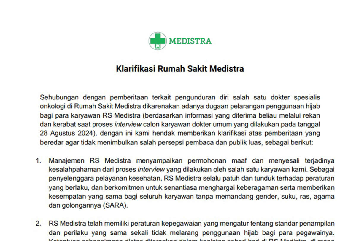 Soal Pelarangan Hijab di RS Medistra, Pengamat Kebijakan Publik Singgung Opsi Gugatan Hukum