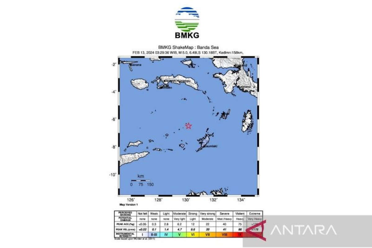 Gempa M 5,3 Mengguncang Maluku, tidak Berpotensi Tsunami