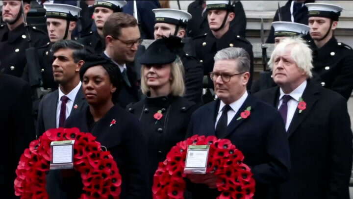 Keir Starmer and Kemi Badenoch join Remembrance Sunday service