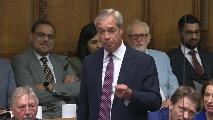 ‘Will you shut up’: Farage’s anti-Macron speech drowned out