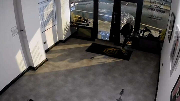 CCTV captures moment Banksy painting stolen from gallery