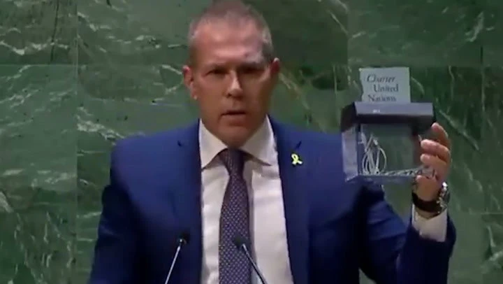 Israel’s ambassador ‘shreds’ UN Charter to protest Palestine vote