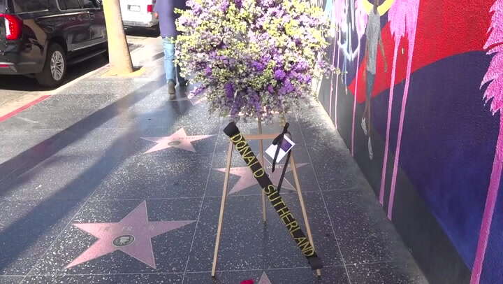 Wreath laid in honour of Donald Sutherland on Hollywood Walk of Fame