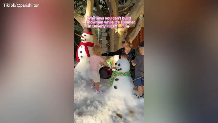 Paris Hilton puts up Christmas decorations for her children in August