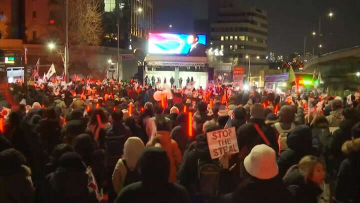 South Korean pro-Yoon protesters hold ‘Stop the Steal’ banners