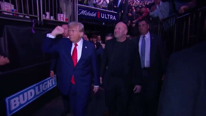 Trump fist pumps UFC crowd as president-elect joined by Elon Musk