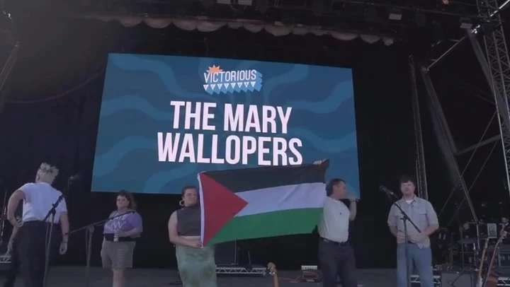 Band ‘cut off’ at UK festival for ‘having a Palestinian flag’ on stage