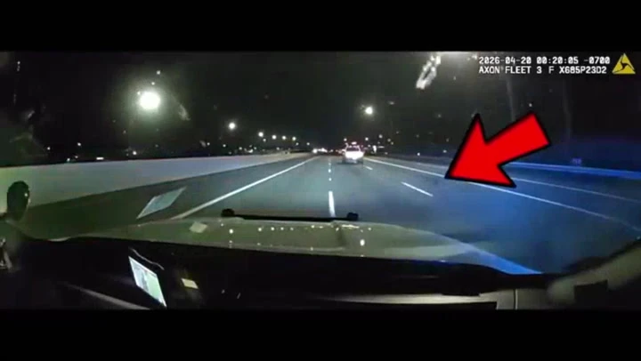 Chainsaw thrown at cops from speeding truck during high speed chase