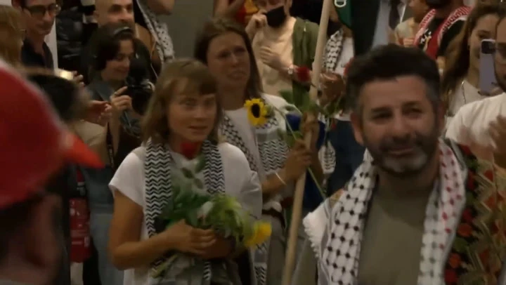 First video of Greta Thunberg after Israel deports flotilla activists