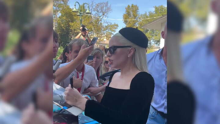 Lady Gaga greets swarm of fans waiting outside Joker premiere