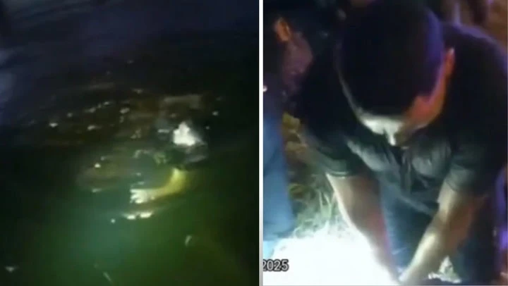 Dramatic moment cops drag drowned blind man from canal and revive him